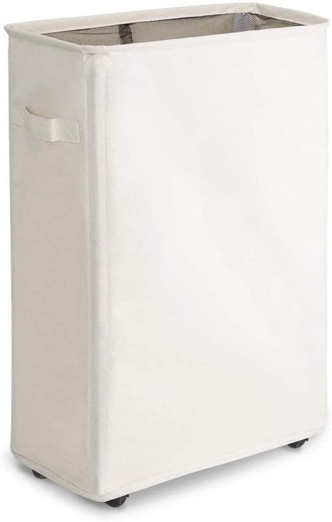 Panier à Linge 150L Avec Roulettes - Sac Amovible, 2 Poches, Structure Acier - Idéal Buanderie